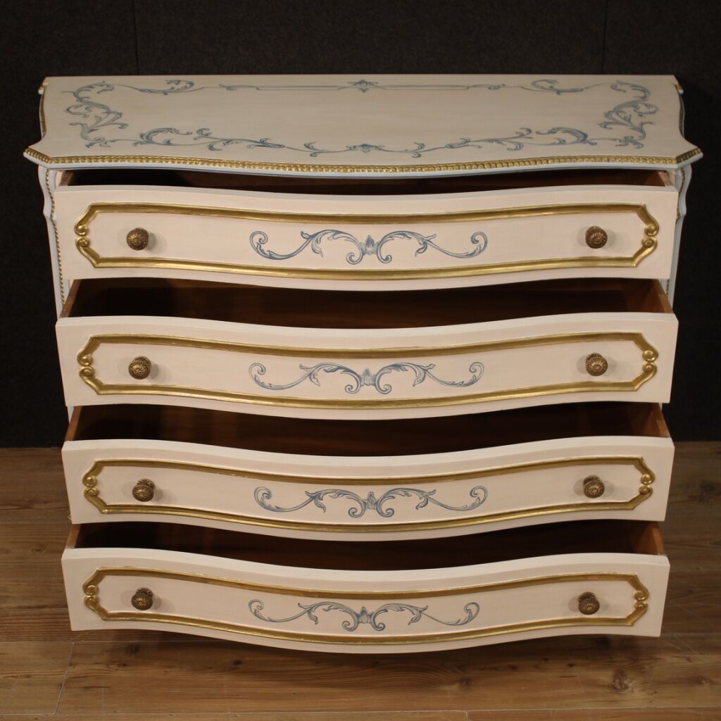 Italian dresser in lacquered, painted and gilded wood