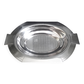 Plat creux Art Déco en métal argenté, orfèvre Roux Marquiand