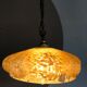Orange ochre coloured antique glass hanging lamp