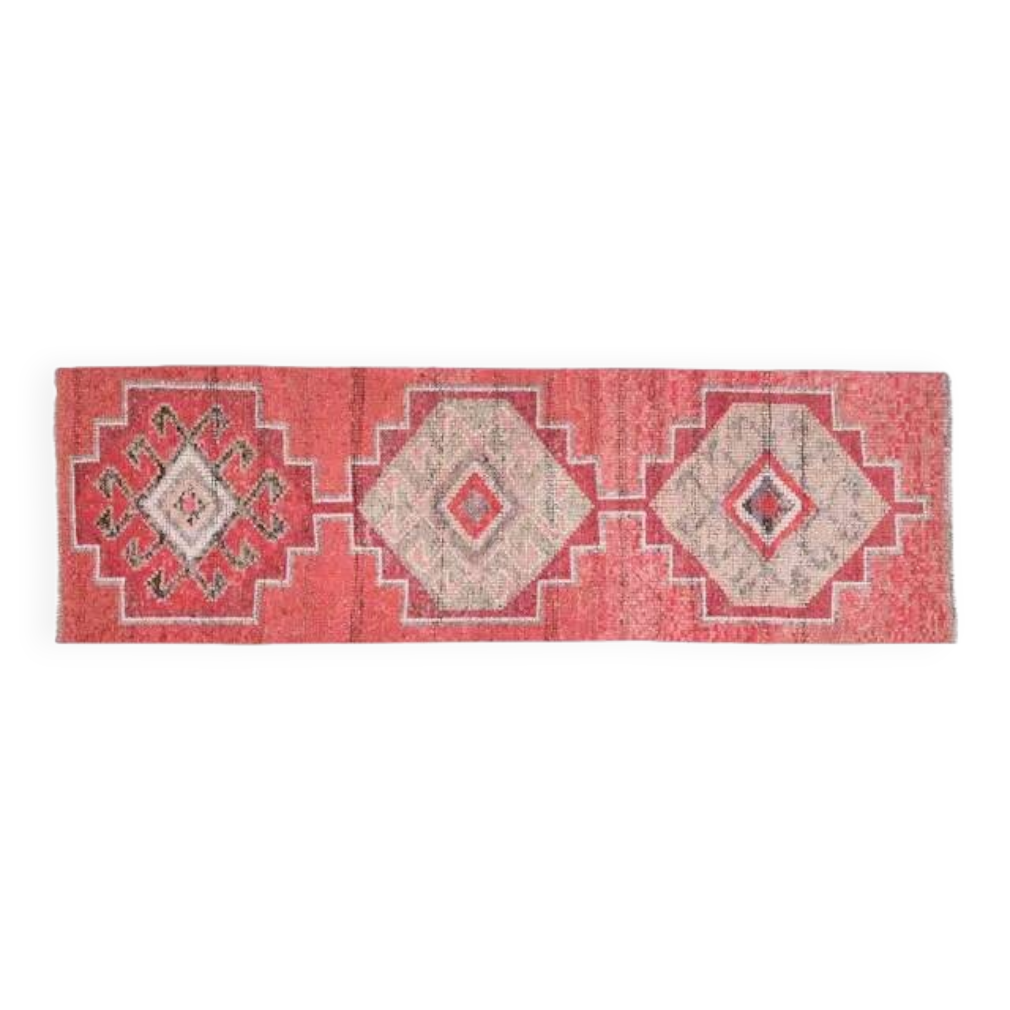 1970s Pink Turkish Handmade Vintage Oushak Wool Runner 84x269