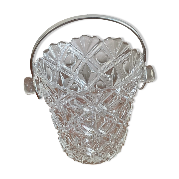 Seau à glaçons en verre taillé