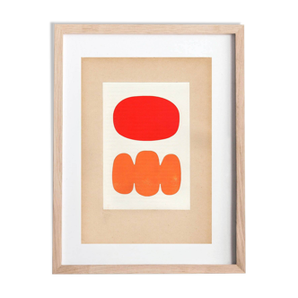 Collage on old paper - abstract composition H805 signed eawy