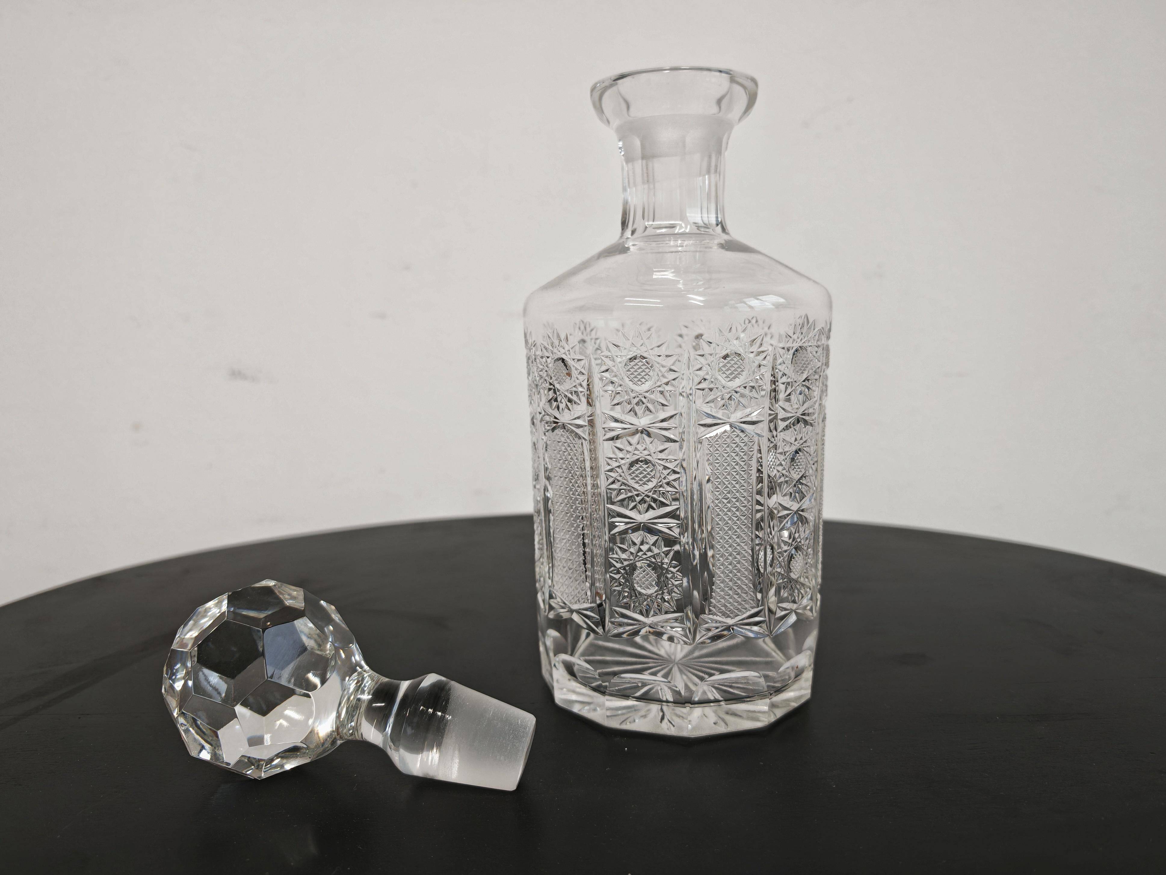 Vintage crystal carafe from Czechoslovakia, 1960s.