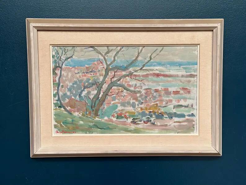 Original Swedish Oil on Canvas – “Landscape” by Rune Persson – Signed – Vintage & Framed – 46 × 65 cm (18.1" × 25.6")