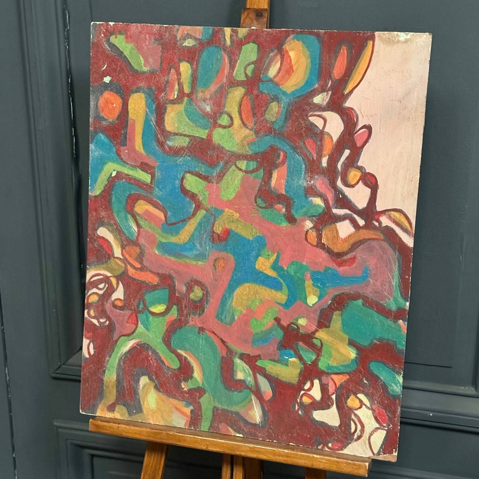 Oil on panel modern composition by François