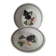 Pair of antique soup plates with hand-painted grape decoration