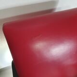 4 x Vintage Ying lounge chairs / fauteuils van Hugues Chevalier,'90. 3 x blue / 1 x red leather