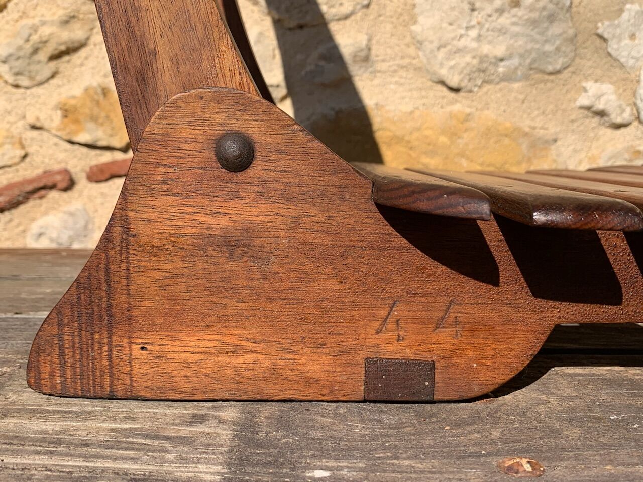 Pair of vintage folding chairs with slats, 1950-1960