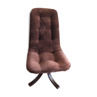 Swivel chair in wood and velvet 70