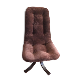 Wooden and velvet swivel chair 70