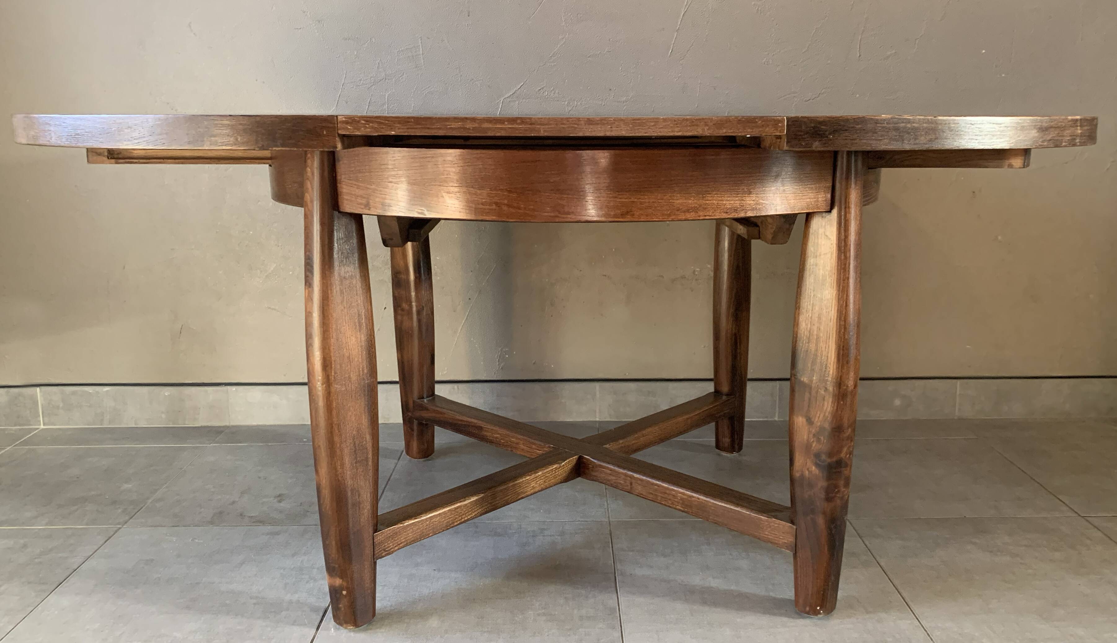 Vintage extendable wooden table from the 50s with independent extension