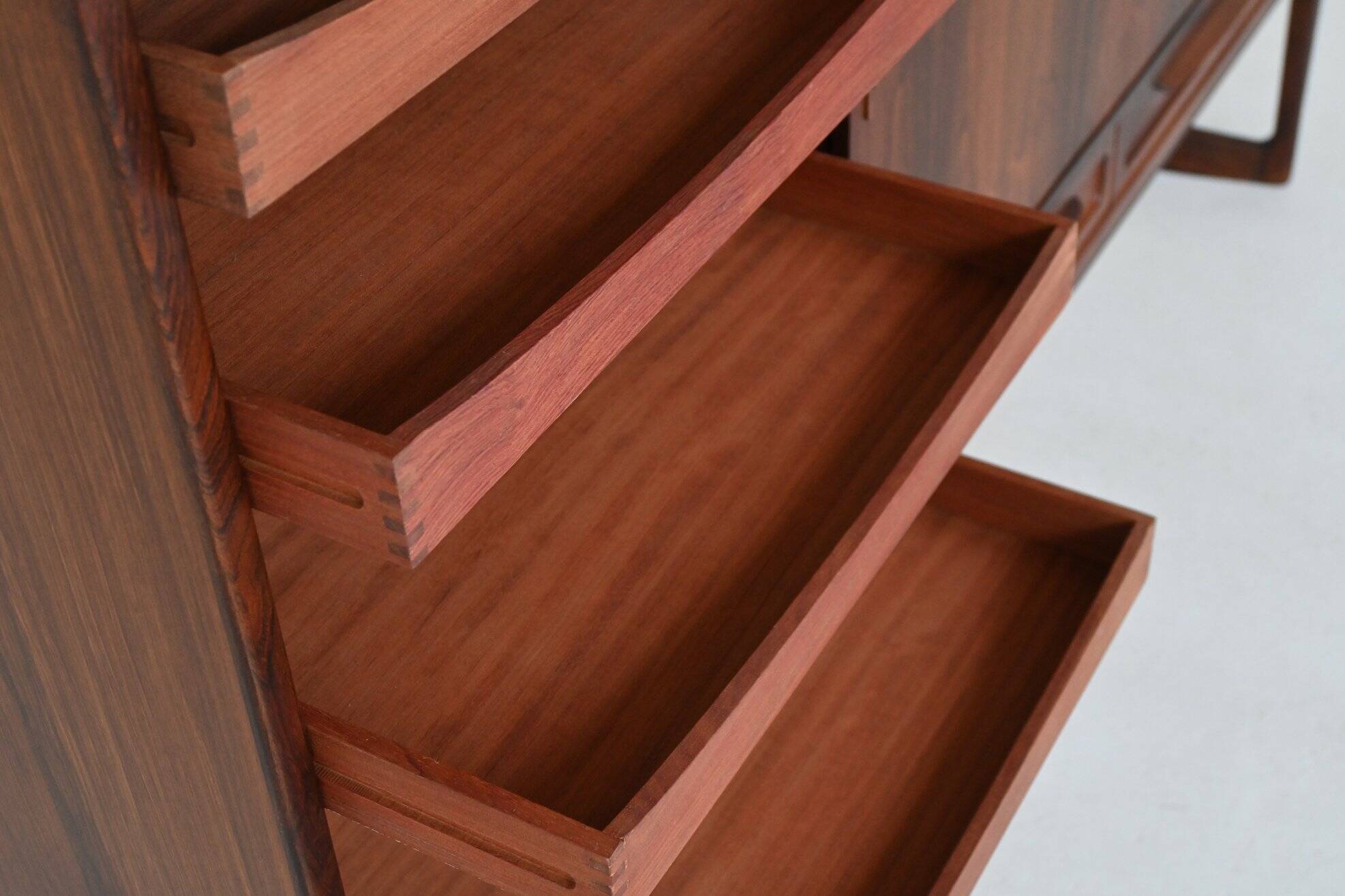 Sofus Jorgensen cross-leg highboard in rosewood Nyrup Denmark 1960