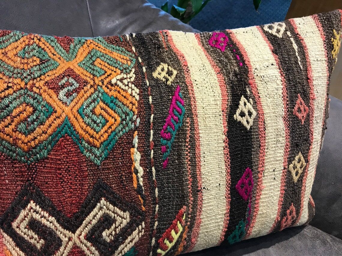 Turkish Kilim Lumbar Pillow