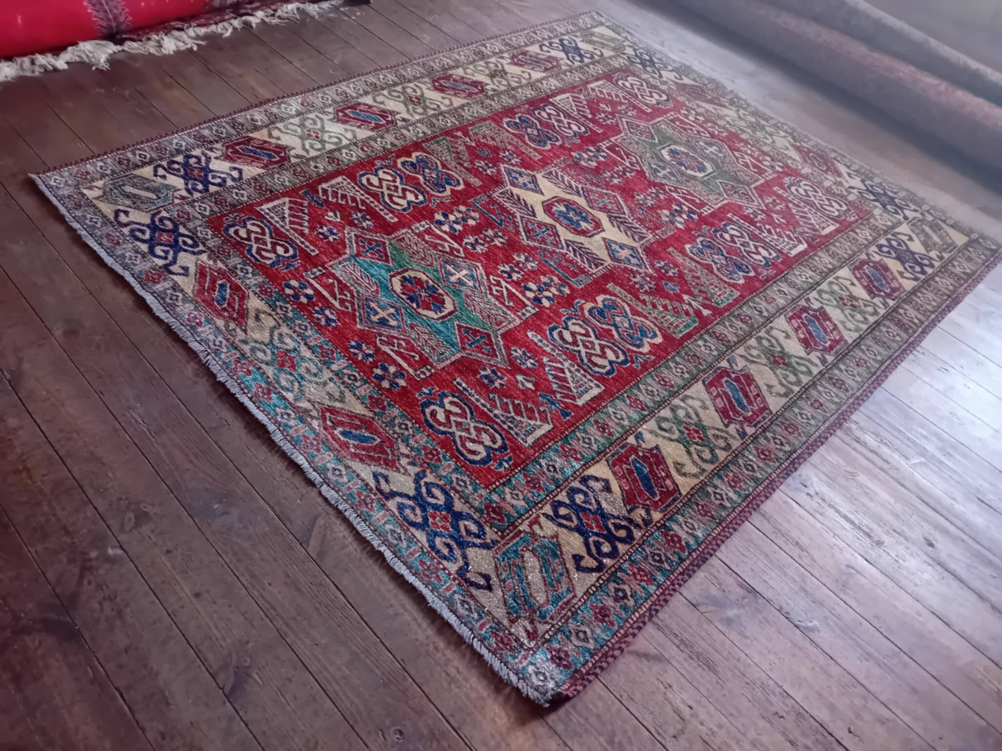 Handmade Pakistani Kazak Rug 200x173cm