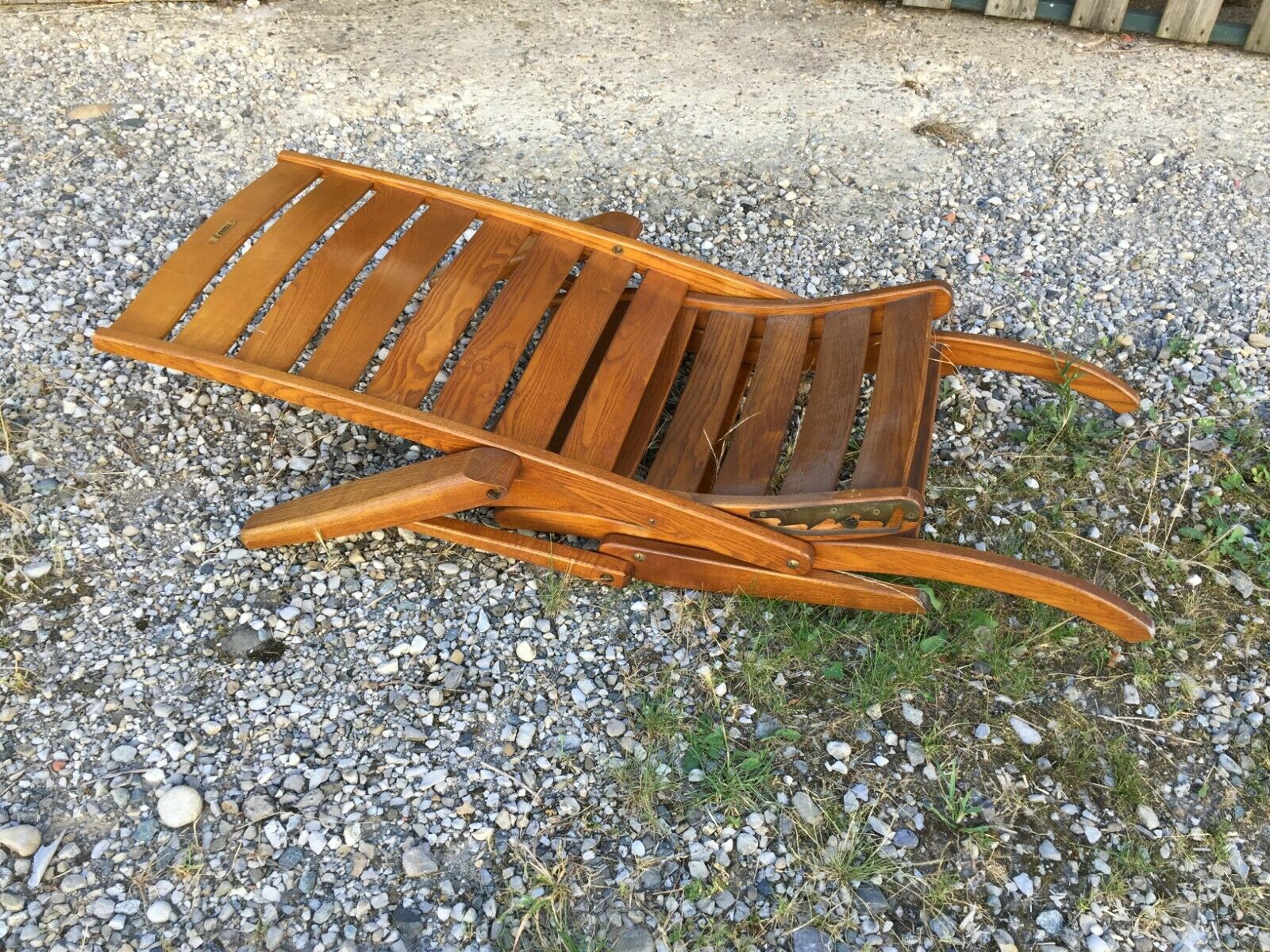 Lot 2 old wooden folding lounge runs
