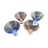 DESIGN GLASSES handcrafted in color :1 set of 2 glasses PINK AND 2 glasses BLUE
