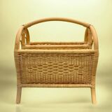 Vintage wicker and bamboo magazine rack