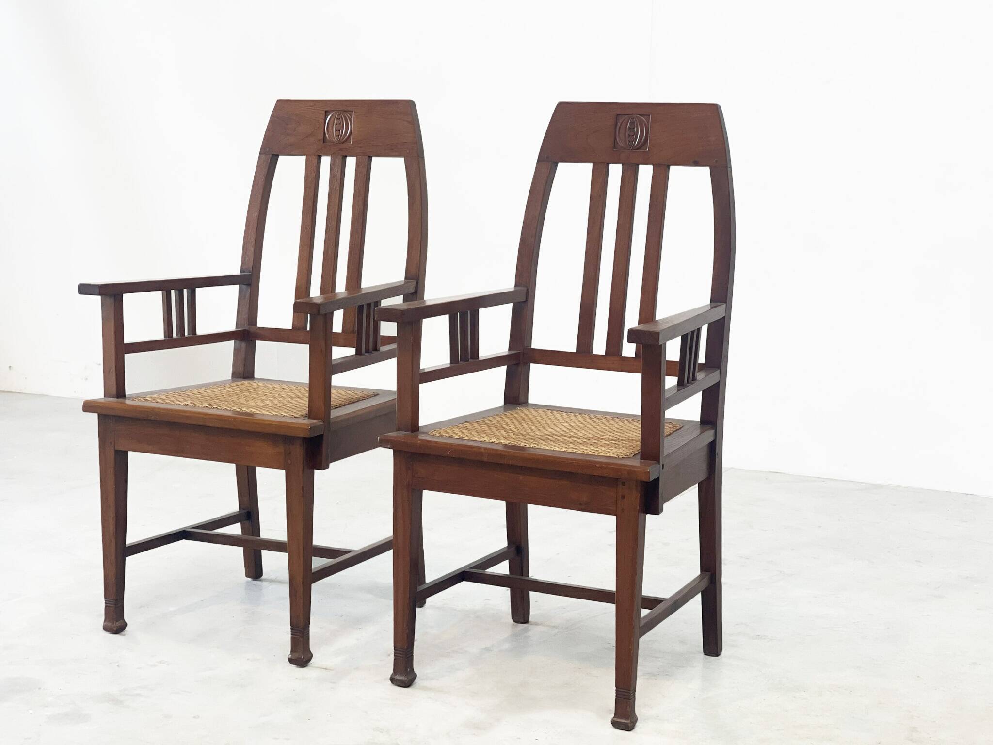 Couple of 1940's Amsterdamse school easy chairs