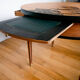Round wooden hot water bottle coffee table