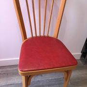 Baumann red faux leather bistro wooden chair