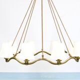 Large Viennese Modernism curved brass wave chandelier by Hugo Gorge, 1940s