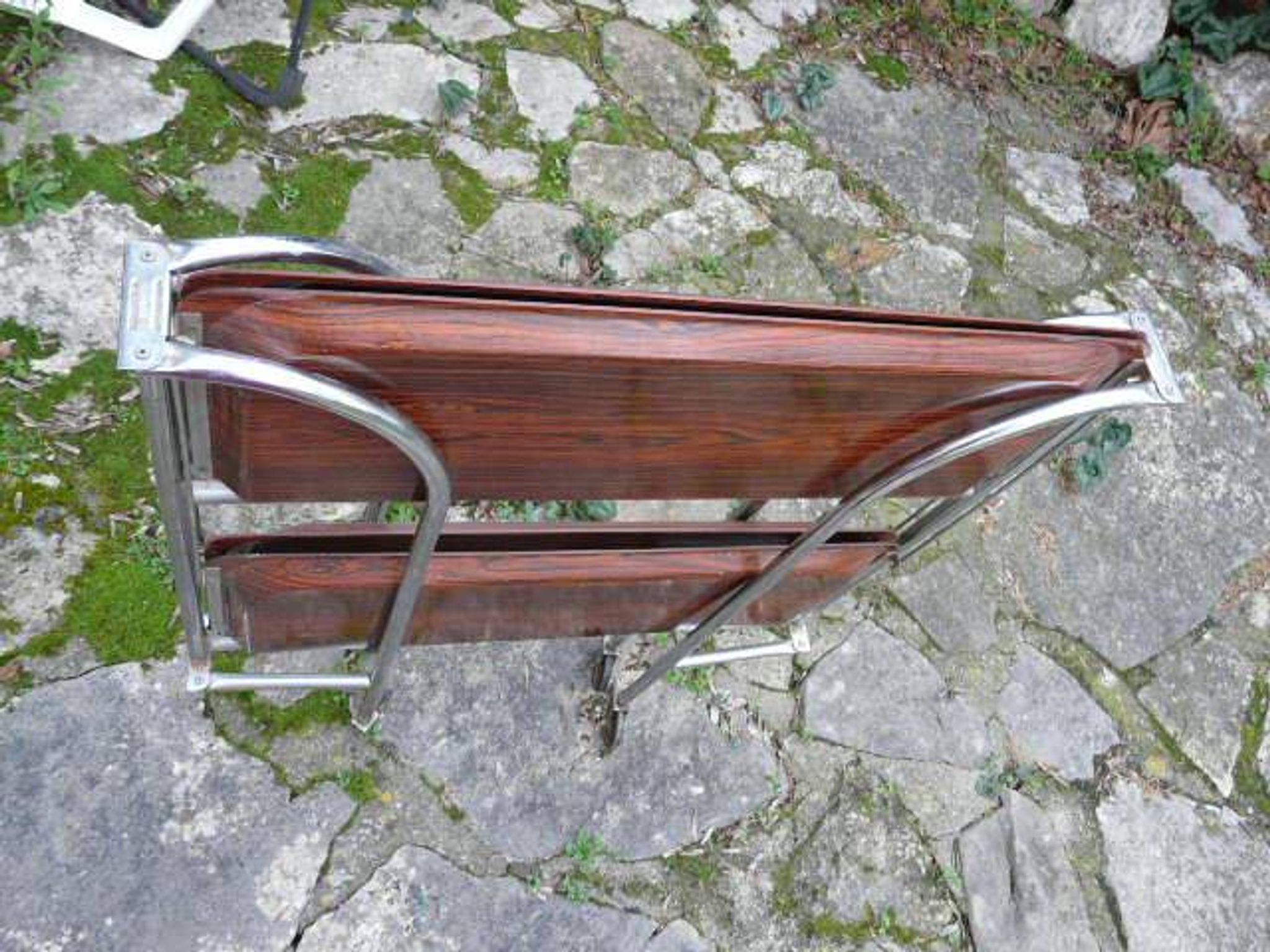Vintage folding rolling trolley with 2 trays