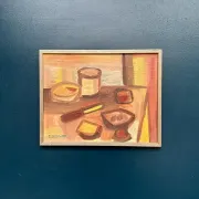 Original Swedish Oil on Canvas – "Breakfast" by Bengt Delefors – Signed "B. Delefors" – Vintage & Framed – 49 × 40 cm (19.3" × 15.7")