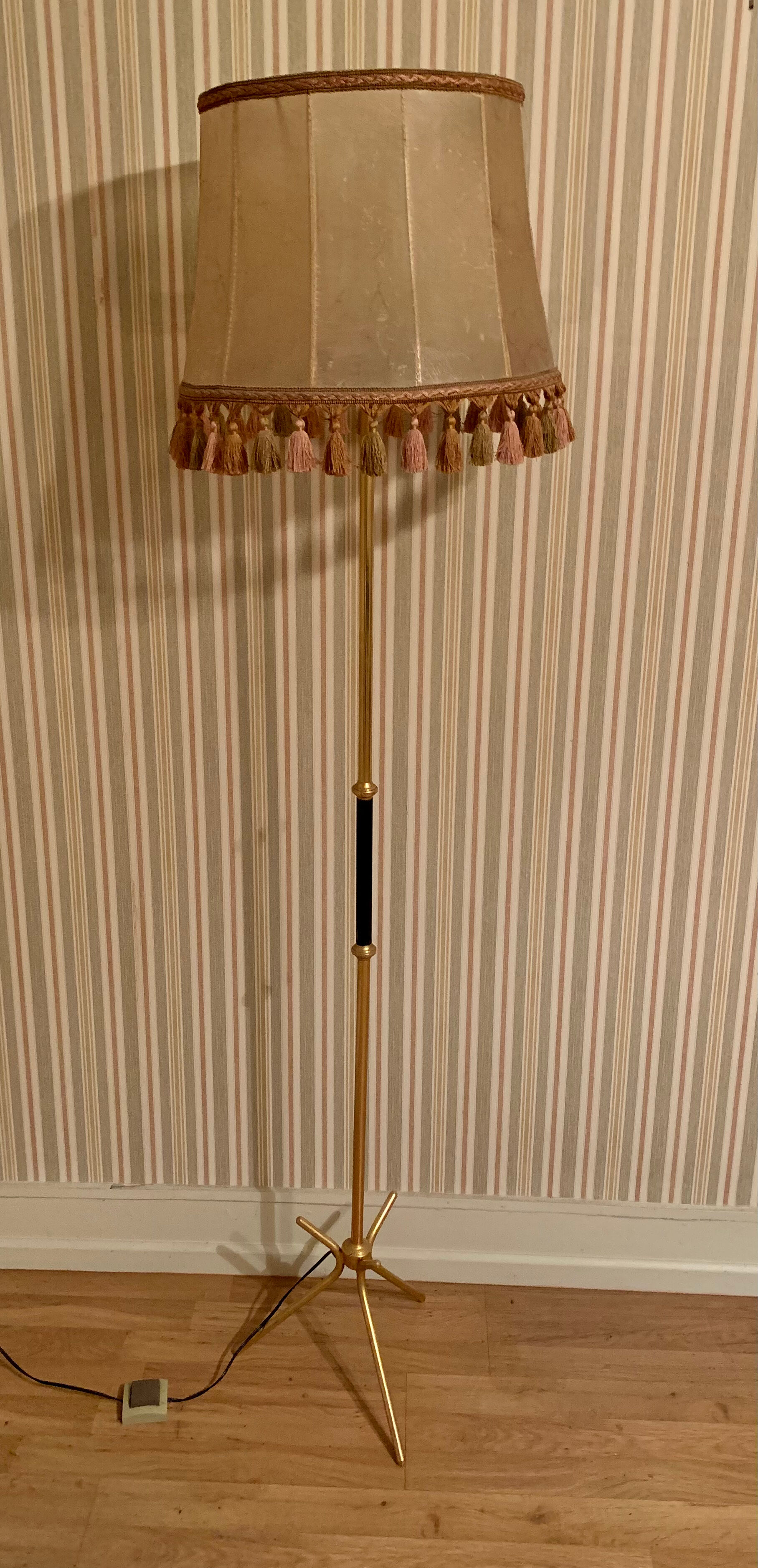 Tripod floor lamp brass