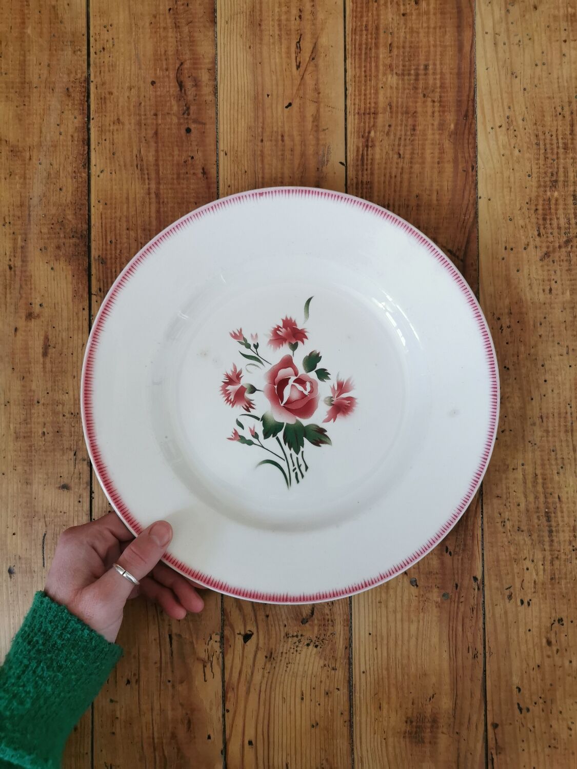 Vintage Digoin dish / Floral bouquet