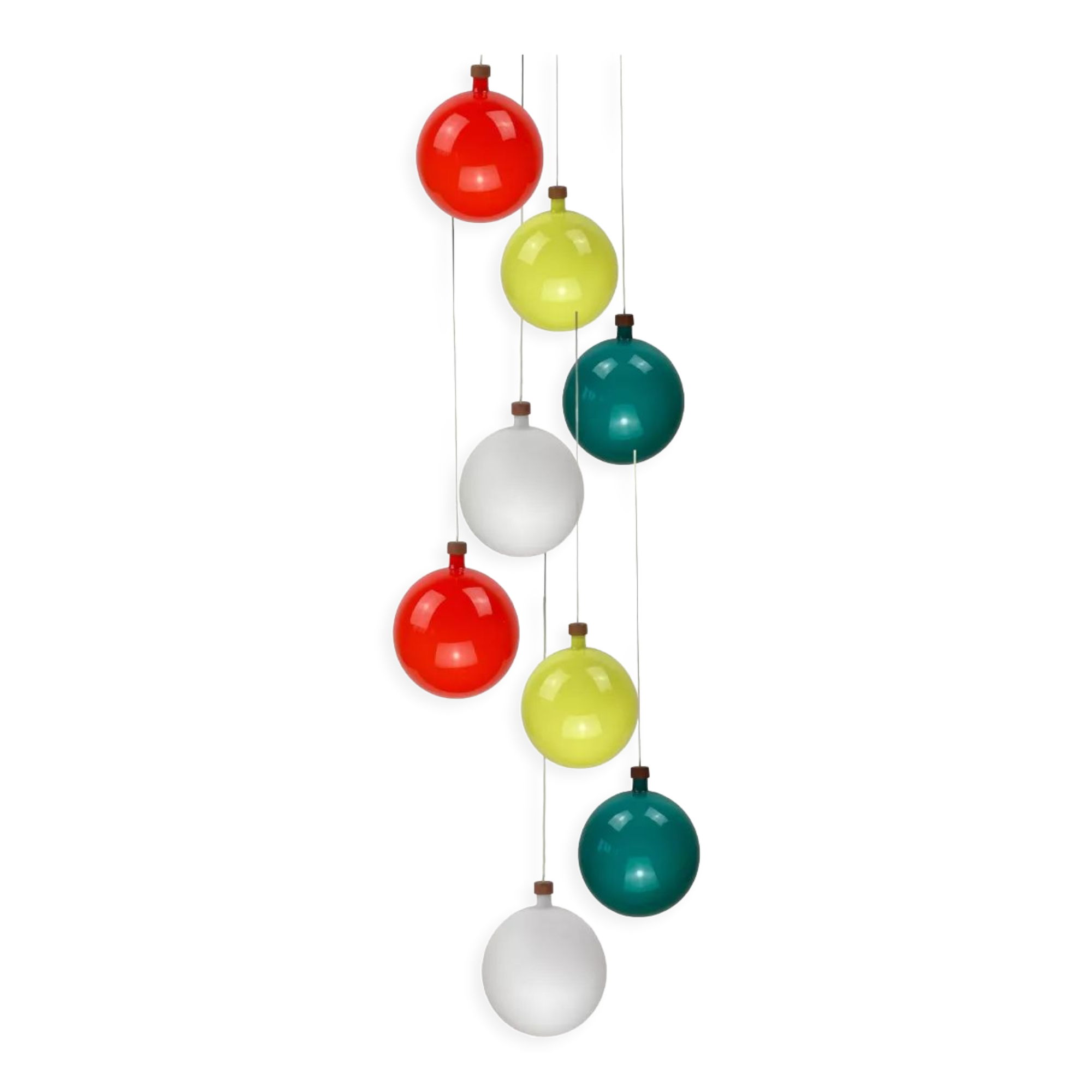 Cascade glass and teak lamp by Uno & Östen Kristiansson for Luxus, Sweden 1960s