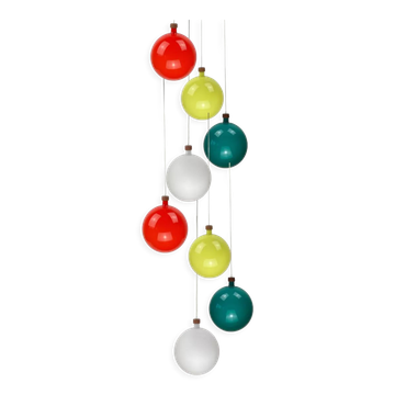 Cascade glass and teak lamp by Uno & Östen Kristiansson for Luxus, Sweden 1960s