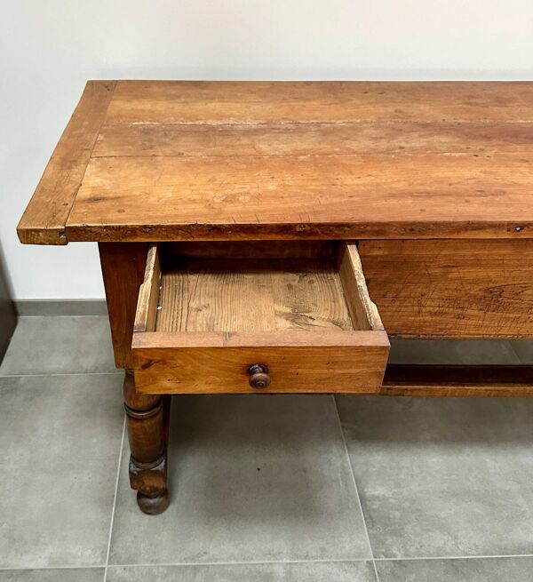 Grande table de ferme - merisier massif - patine superbe