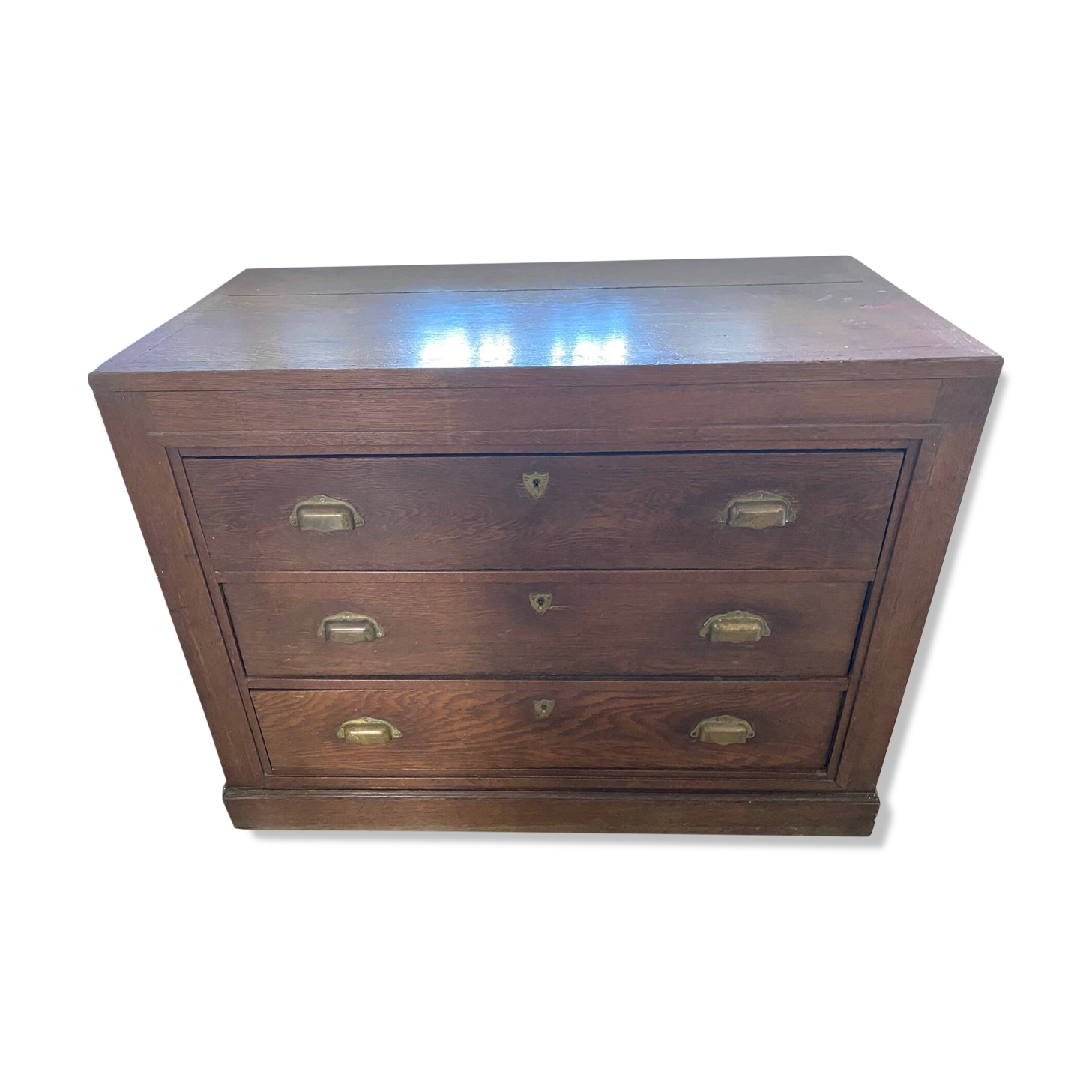 Meuble de métier, comptoir 3 tiroirs en chêne