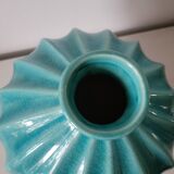 Ribbed turquoise vase