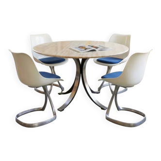Dining Room Set, Borsani T69 Table and 4 Michel Charron Chairs