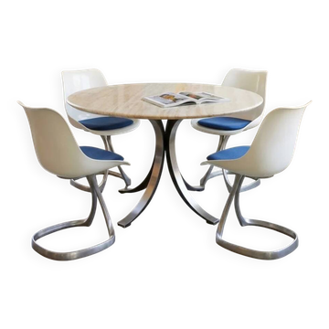 Ensemble Salle à Manger, Table Borsani T69 et 4 chaises Michel Charron