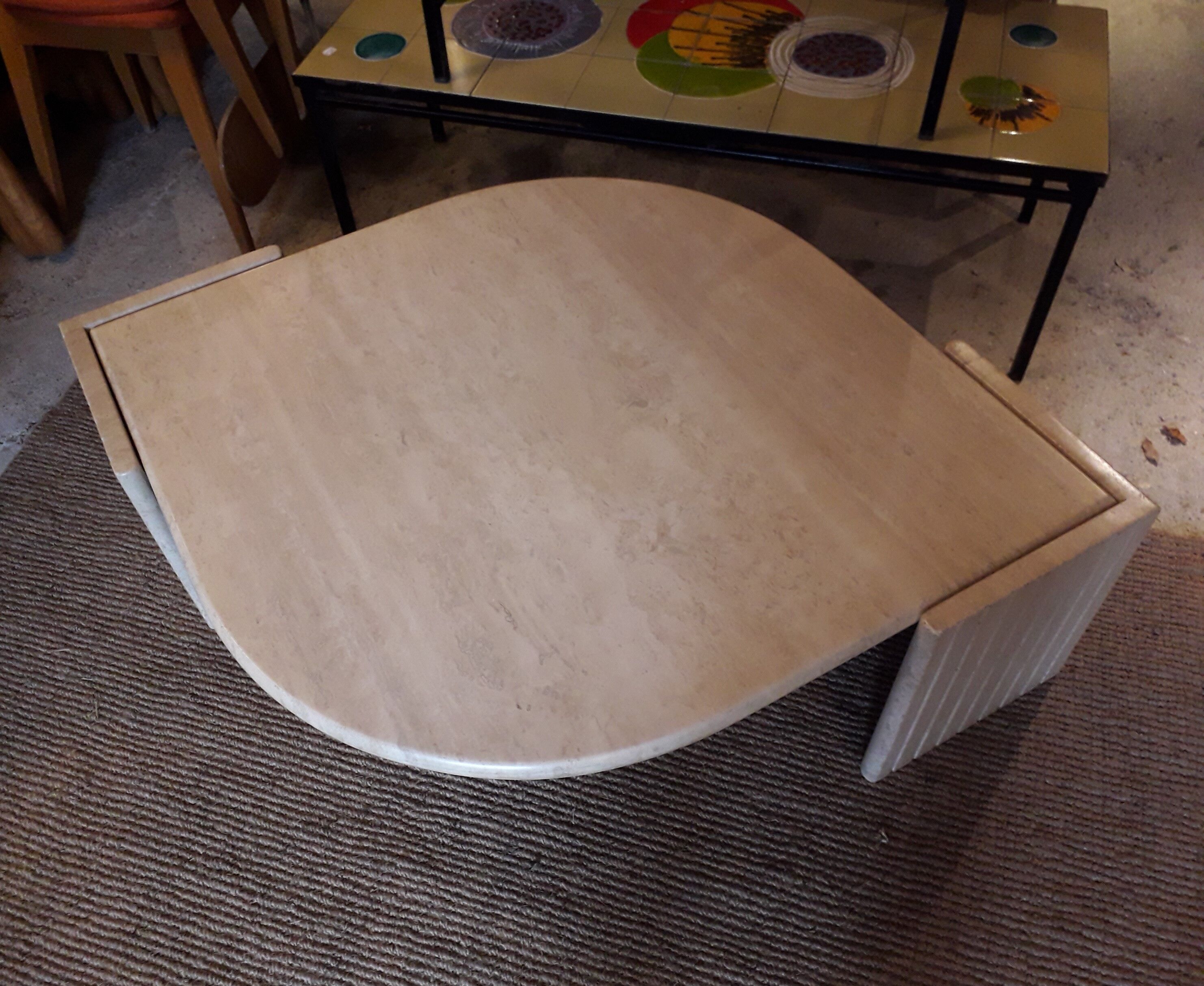 Travertine coffee table