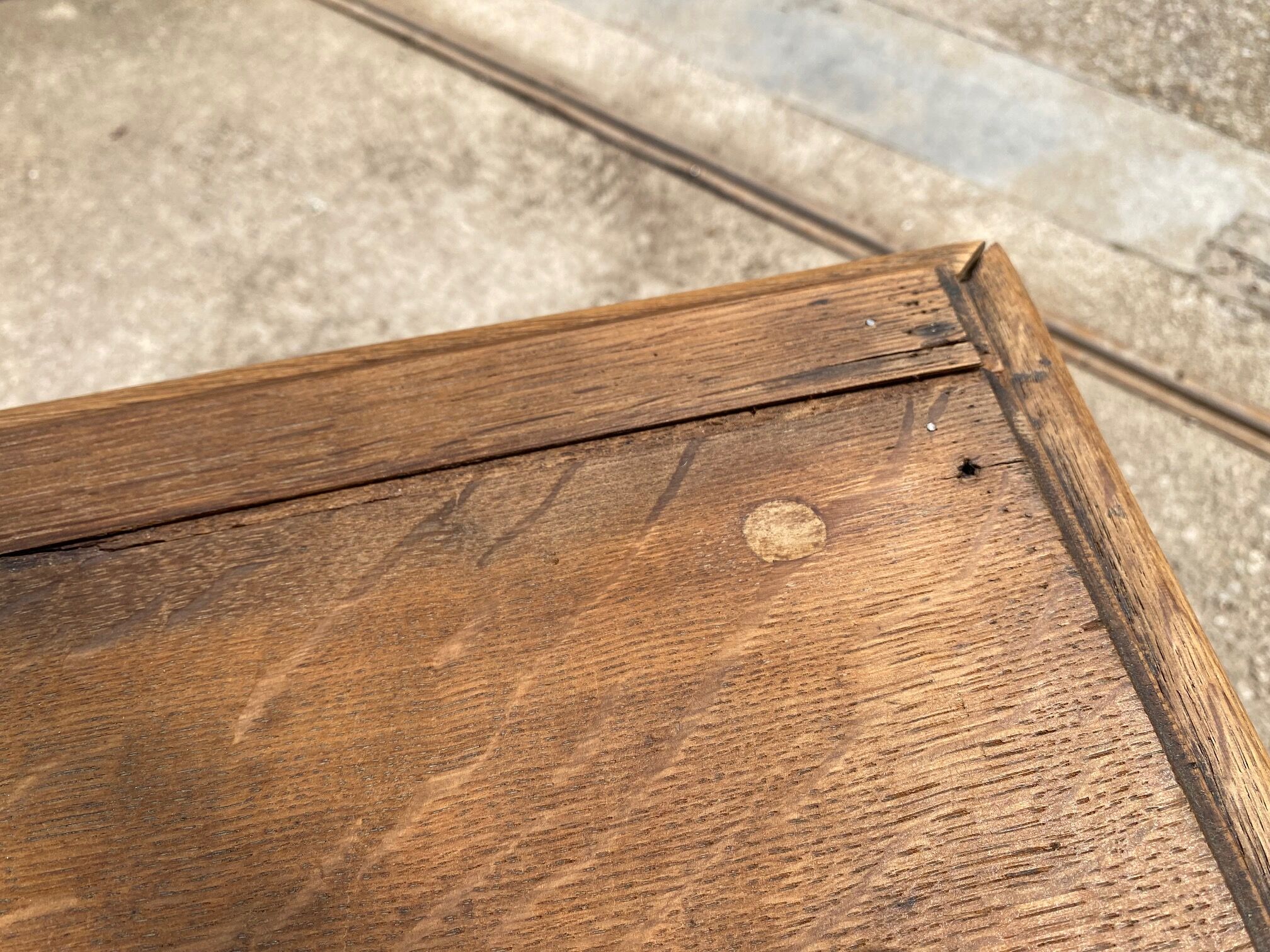 Solid oak farmhouse or desk table with 2 drawers 1900