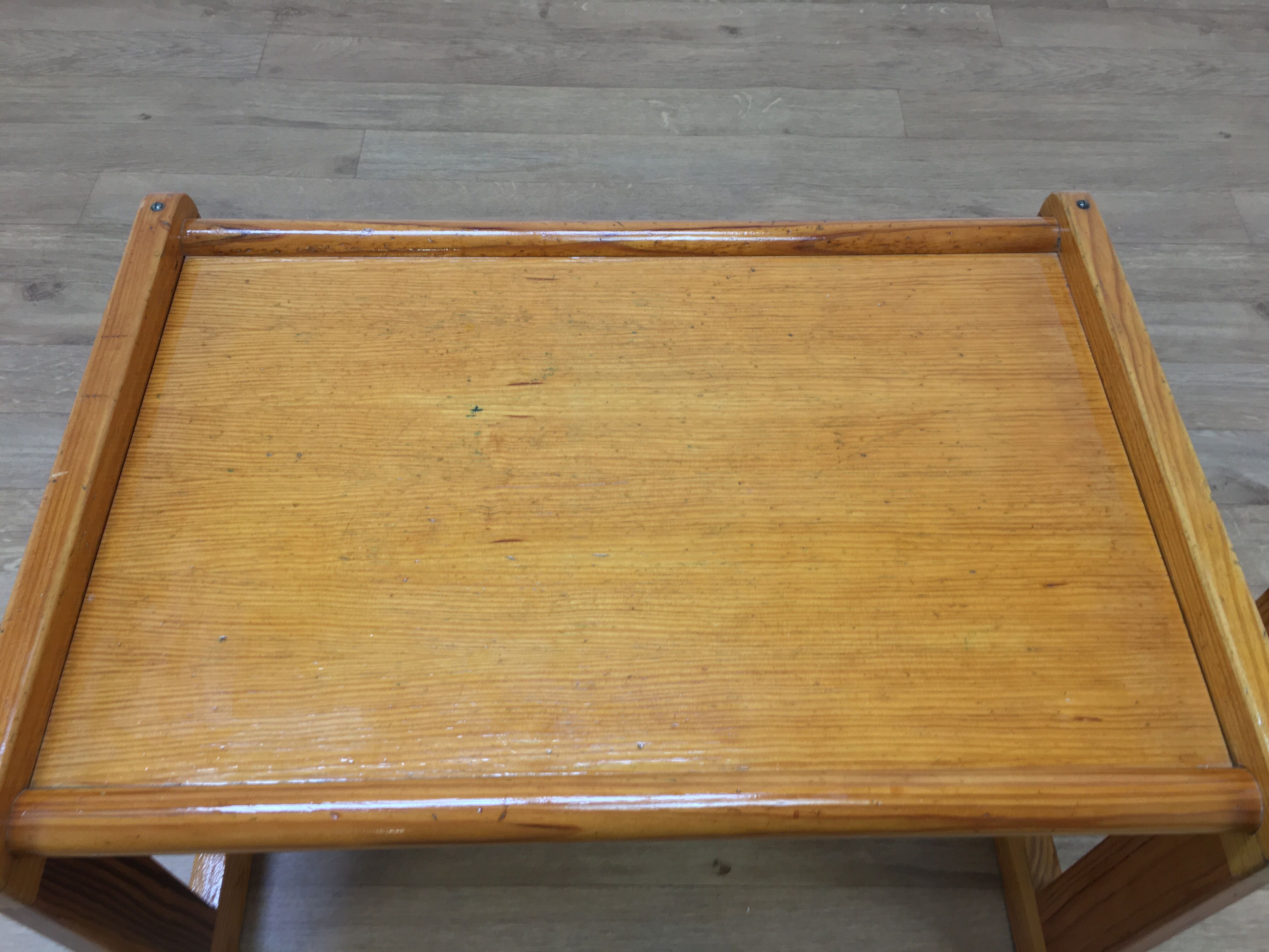 Baumann children's pine desk and chair, 1970