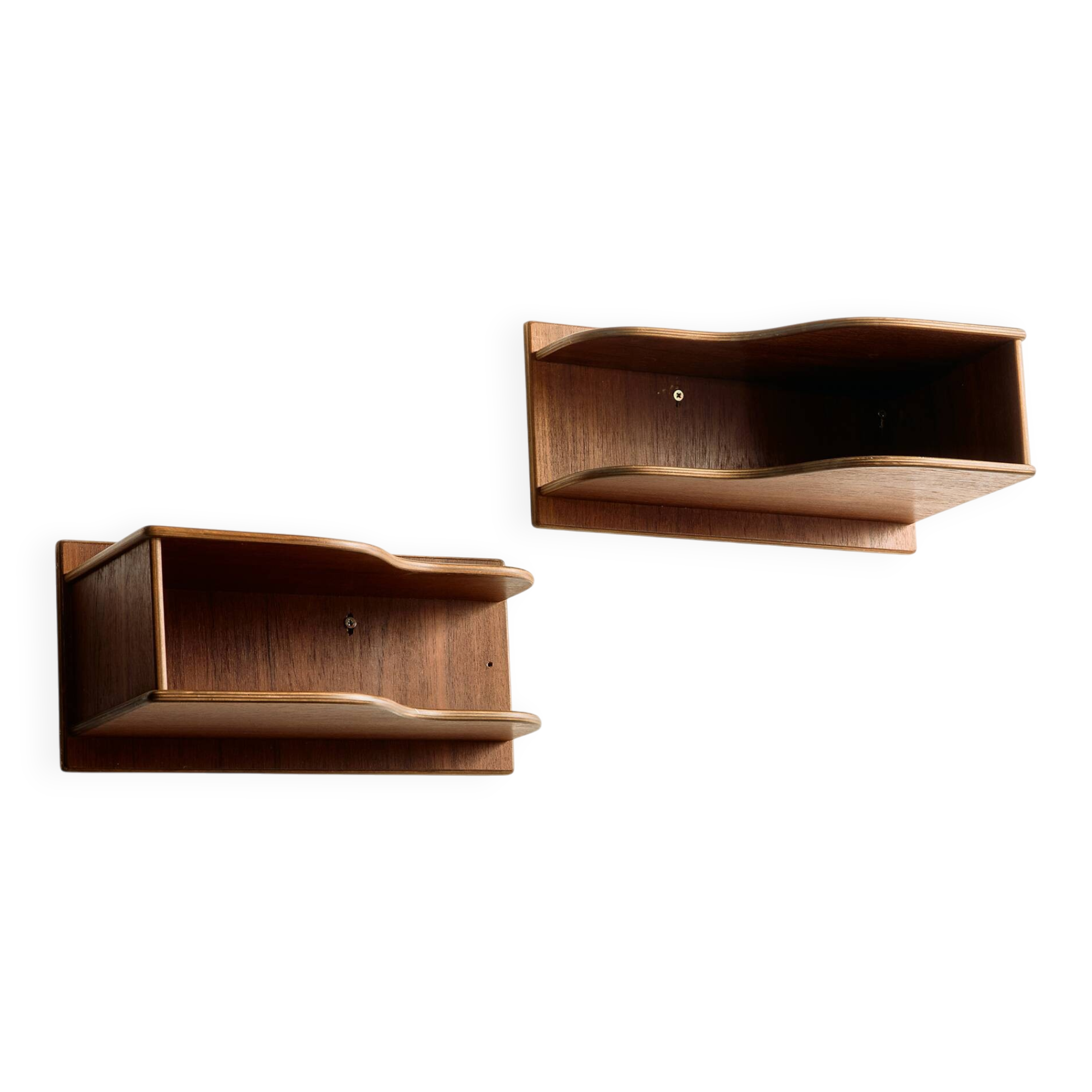 Tables de chevet flottantes en teck, lot de 2