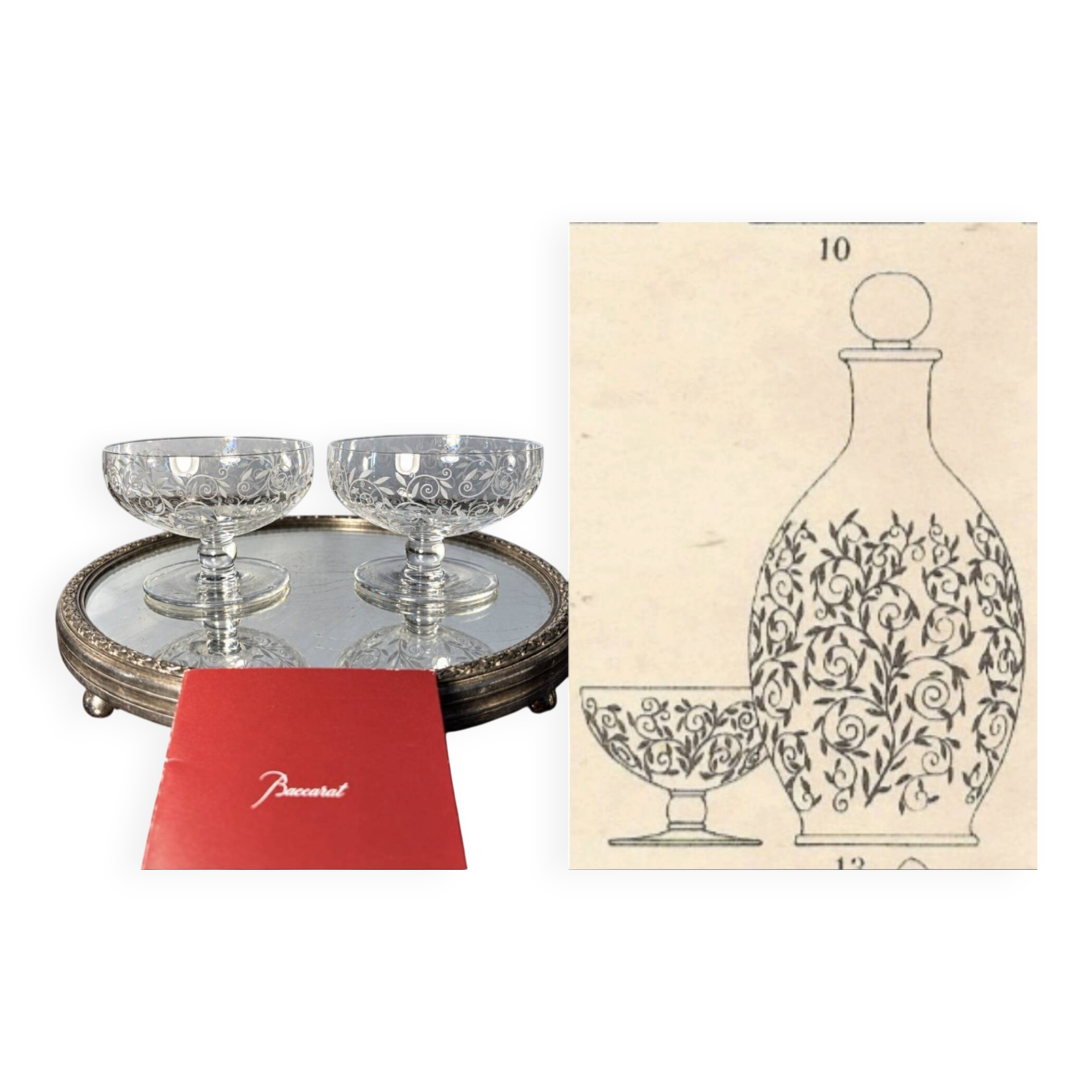 2 coupes à champagne Golfe Juan Baccarat