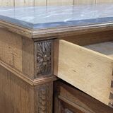 Louis XVI style oak server with marble top