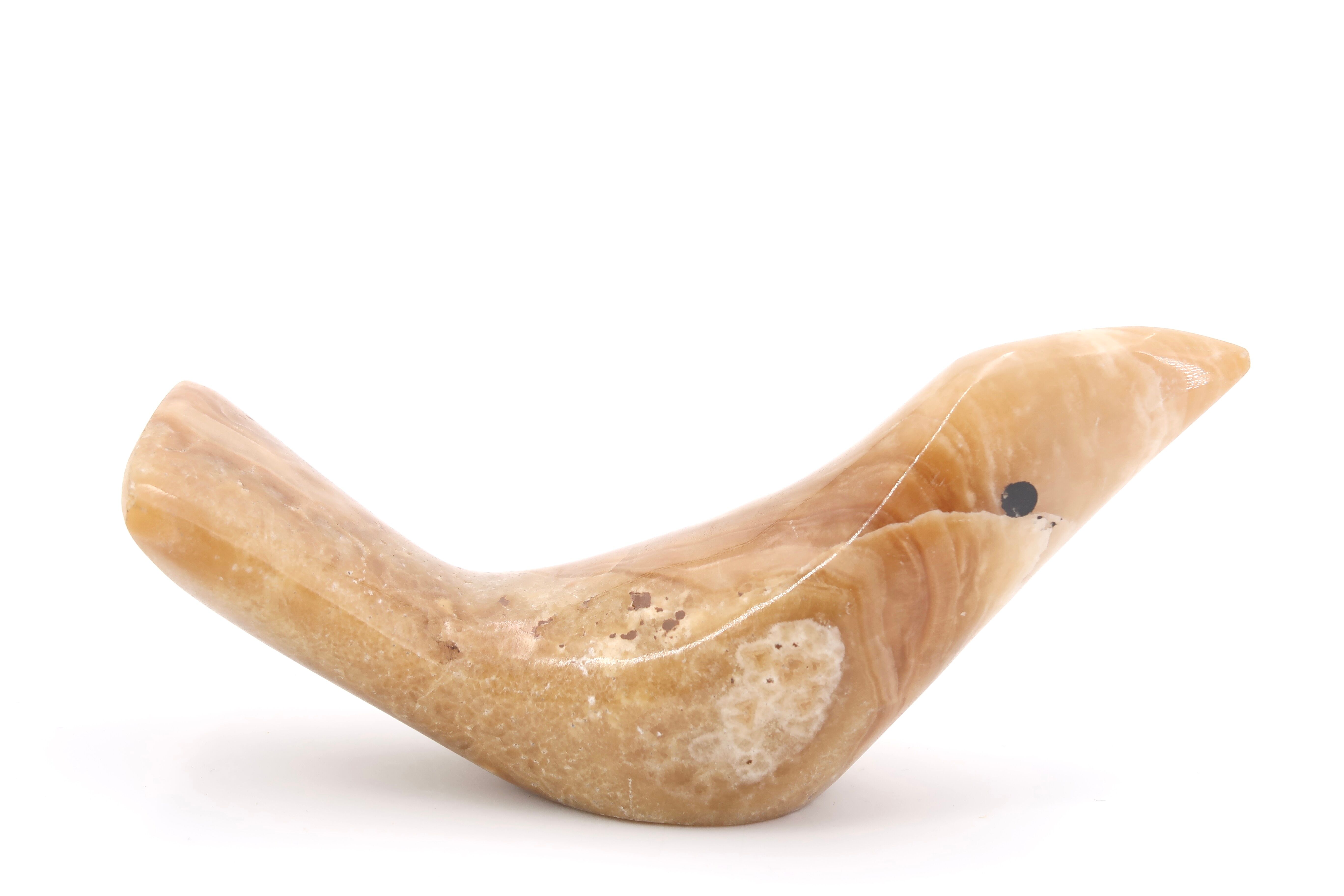 Moroccan alabaster bird paperweight, 70s