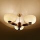 Large Art Deco pendant light in wood and glass, 1930s