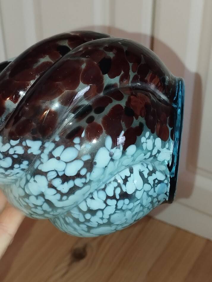 Artistic blown glass vase, speckled decoration, 1960s–70s