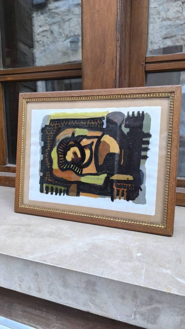 Huile sur carton par Guy Rougon 1970