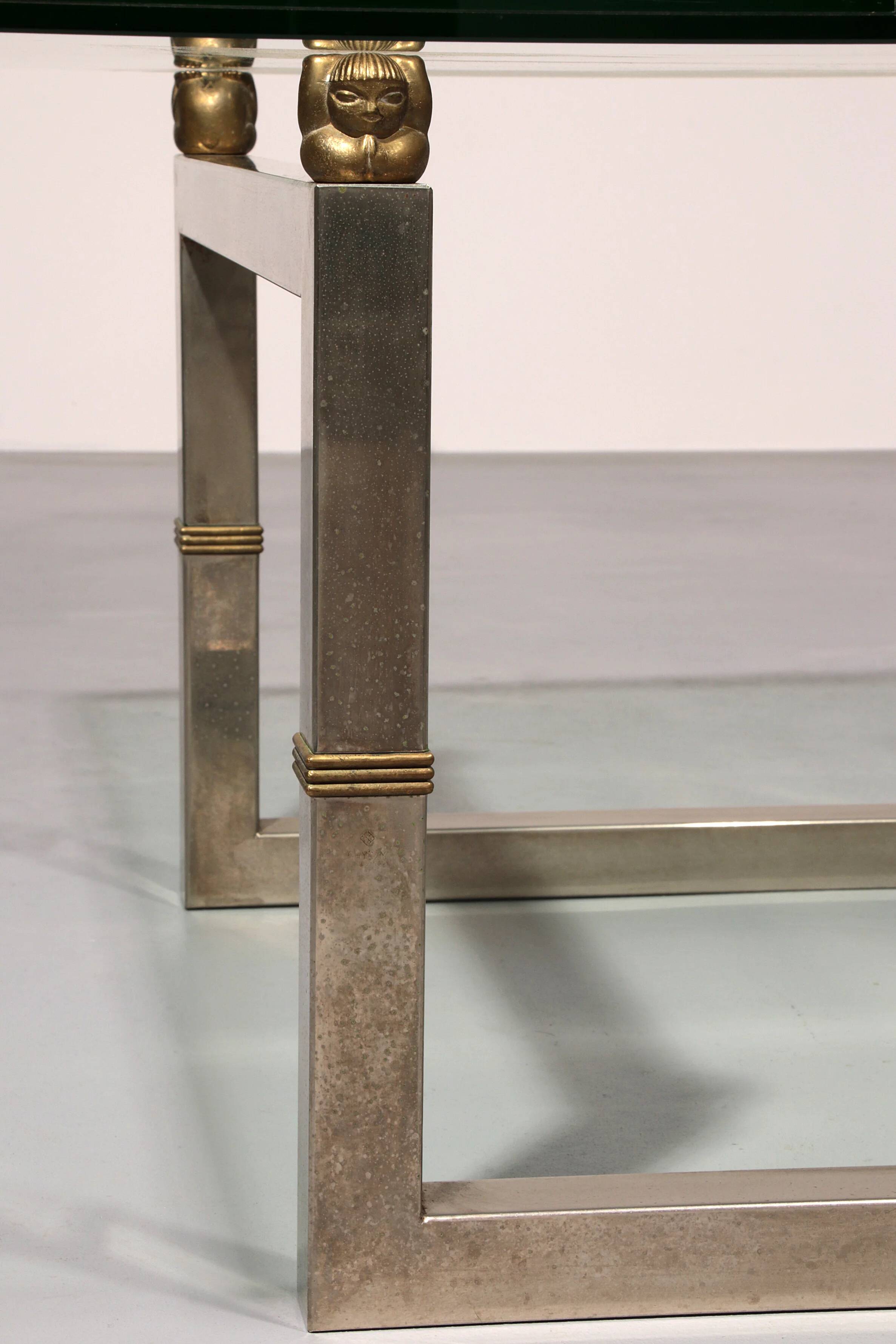 Peter Ghyczy glass coffee table with stainless steel frame Biri T29