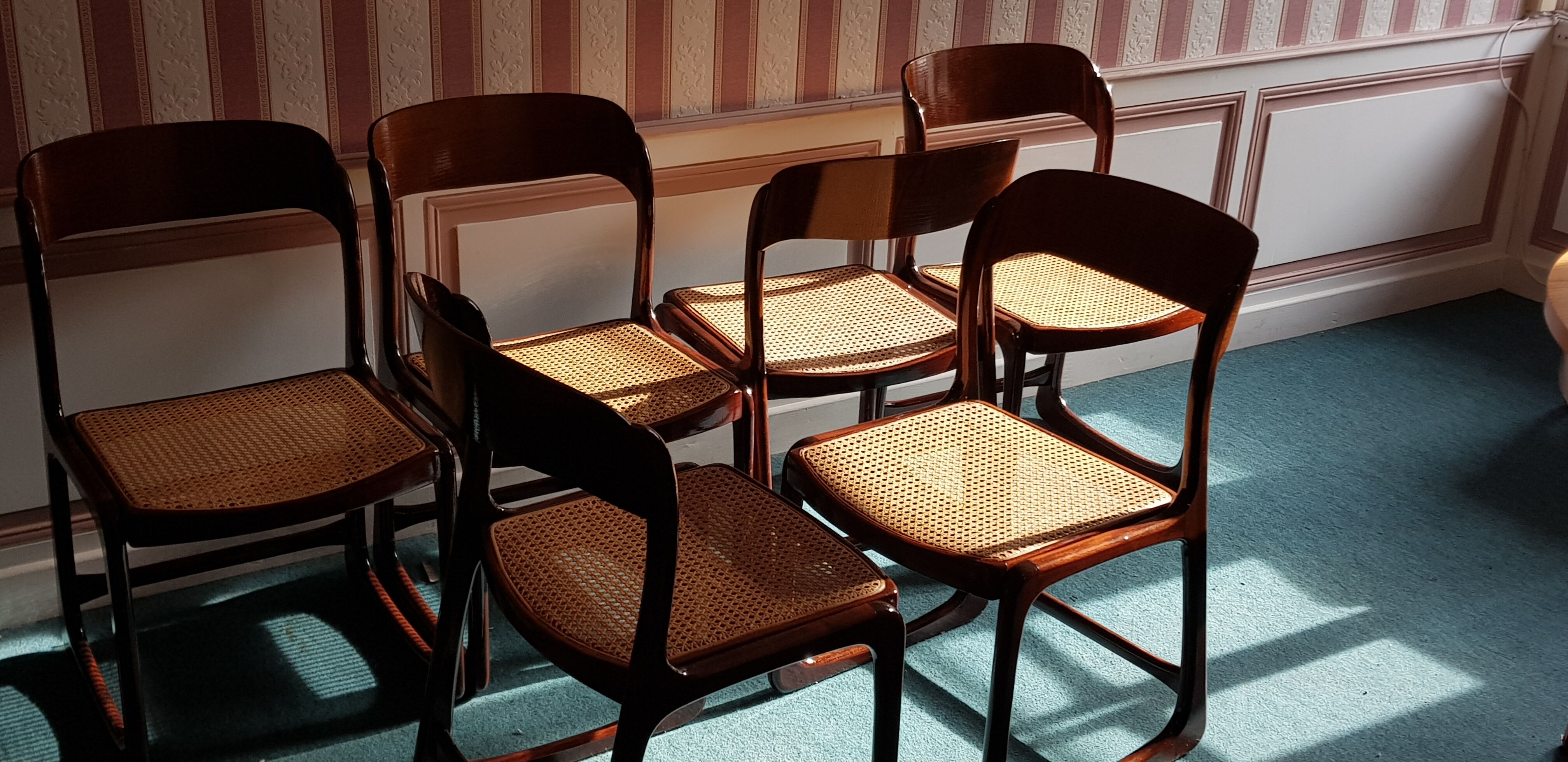 Suite of 6 chairs sleigh Baumann vintage redone