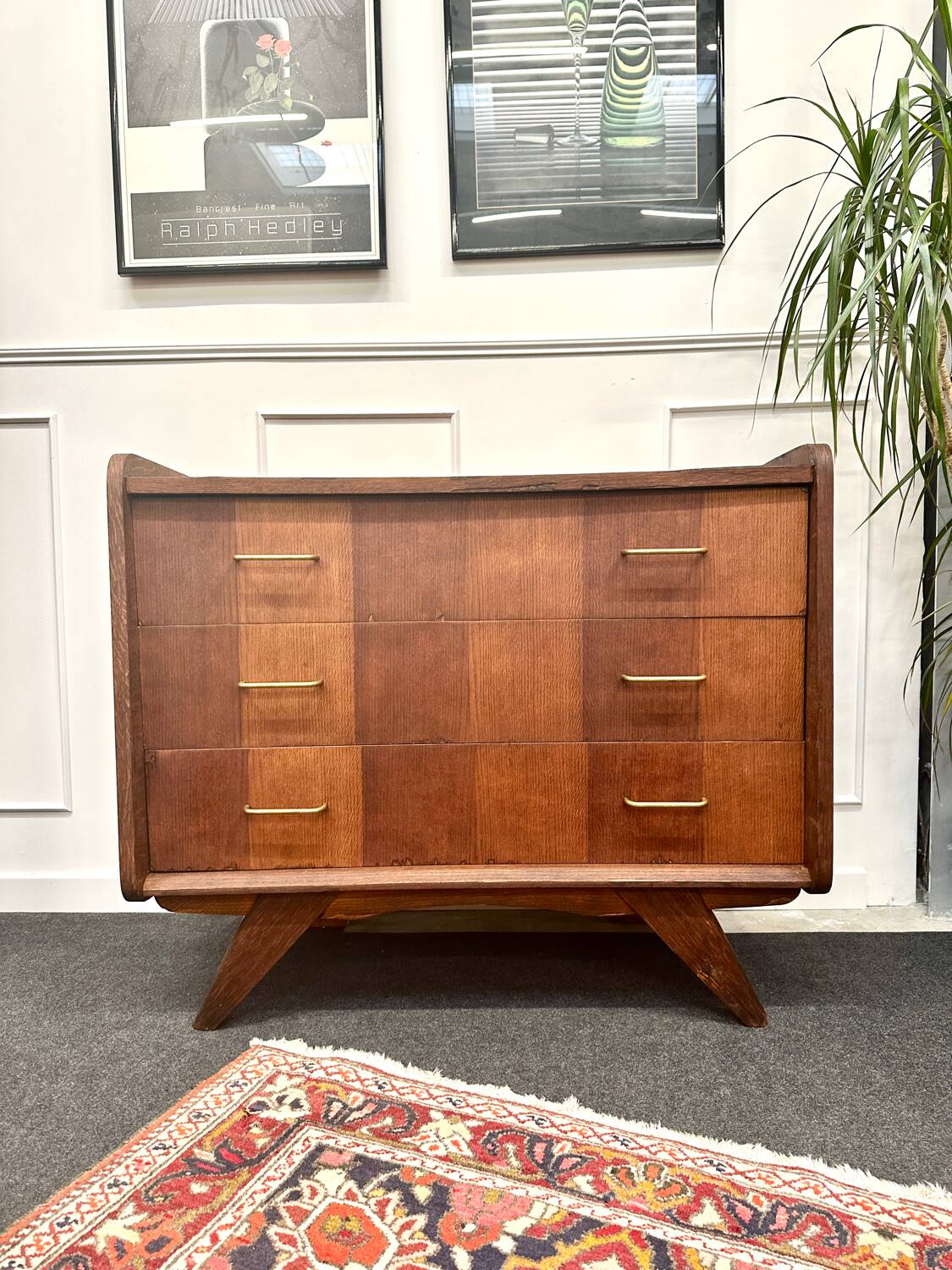 Vintage chest of drawers with compass feet