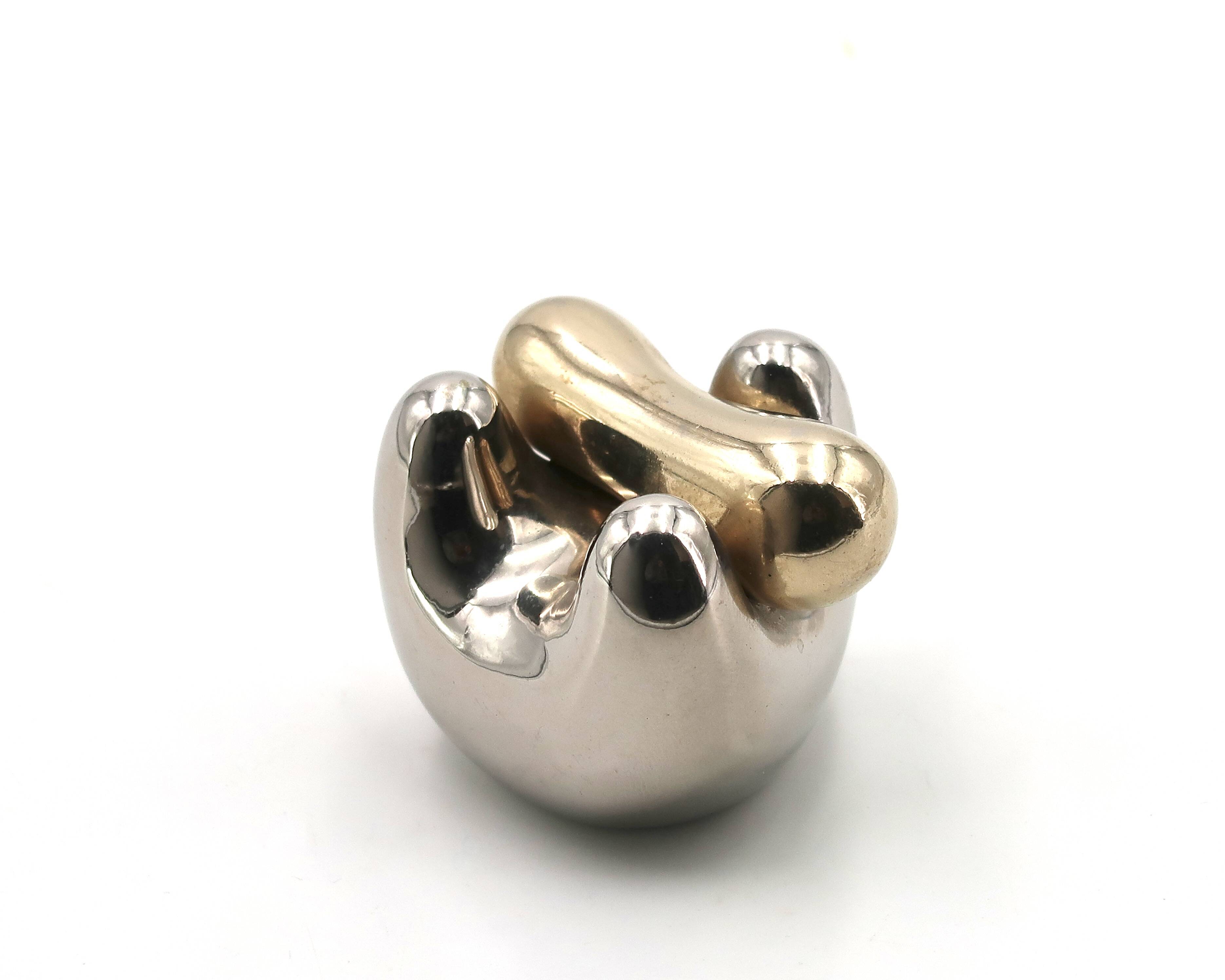 Gold and silver abstract sculpture, free form, 1970s